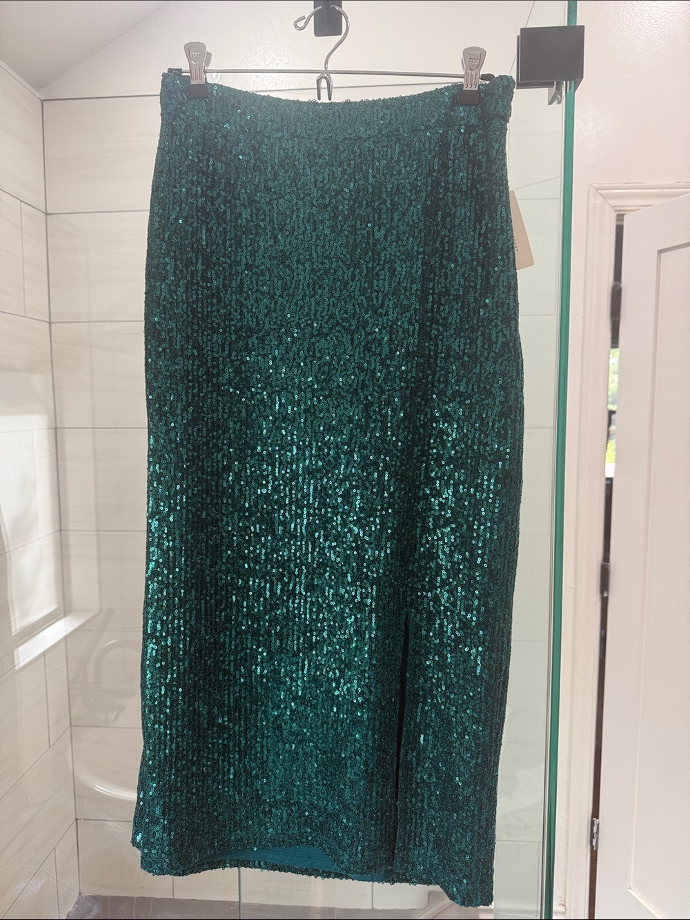 Maeve Emerald Sequin Midi Skirt